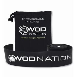 WOD Nation Muscle Floss Bands Recovery Band 1 Pack-Heavy W/ Carrying Bag, Black